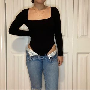 Black body suit square neck line size small